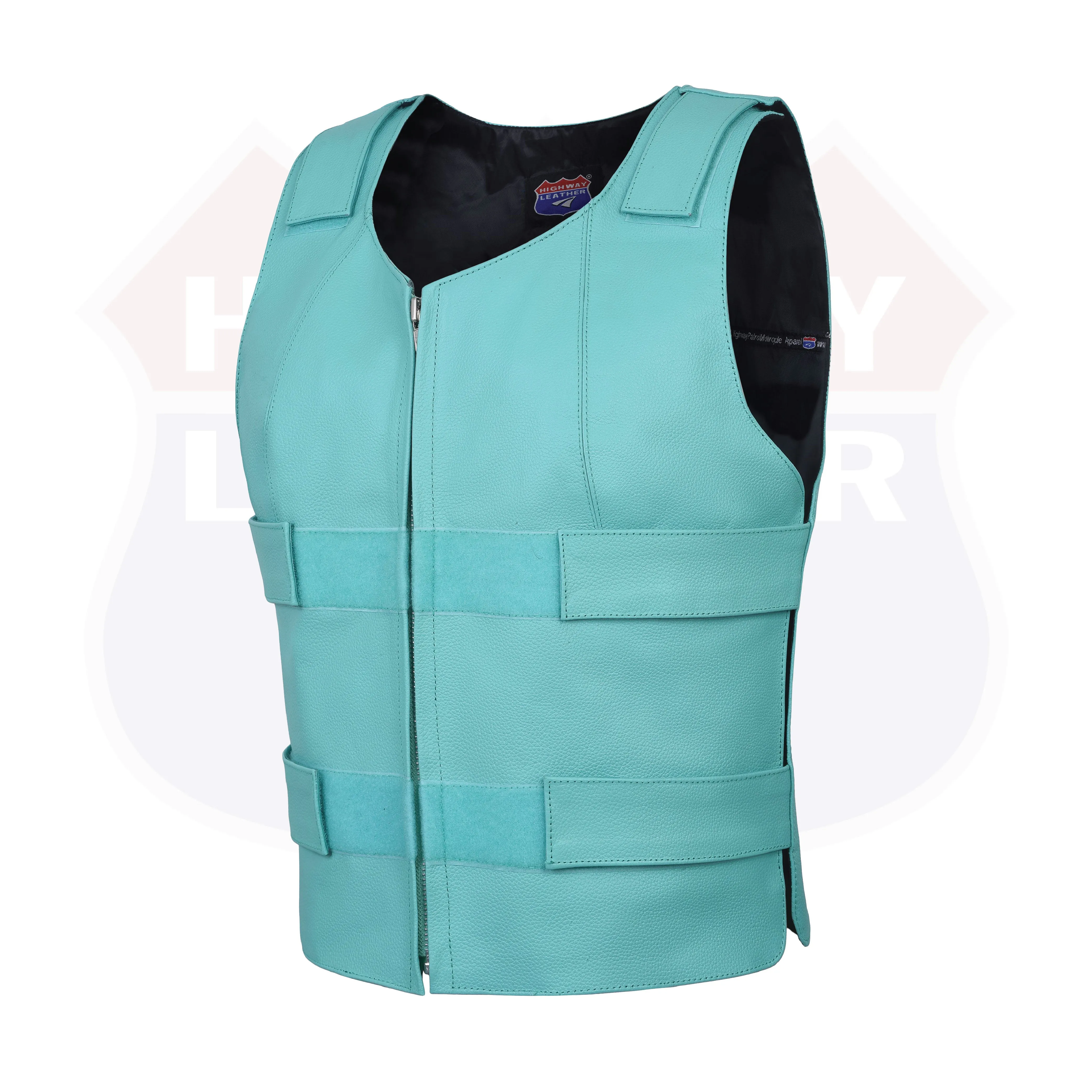 14945Teal WOMEN BULLET PROOF LEATHER VEST