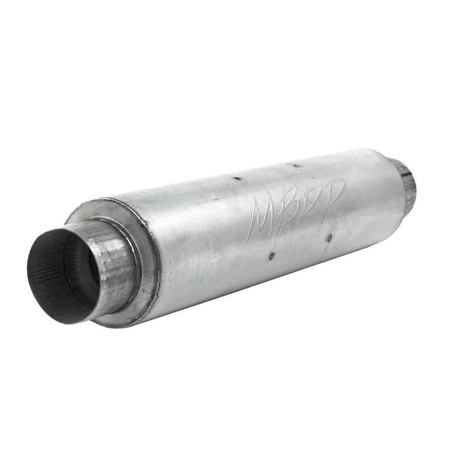 4 Inch Inlet/Outlet Quiet Tone Exhaust Muffler 24 Inch Body 6 Inch Diameter 30 Inch Overall Aluminized Steel MBRP