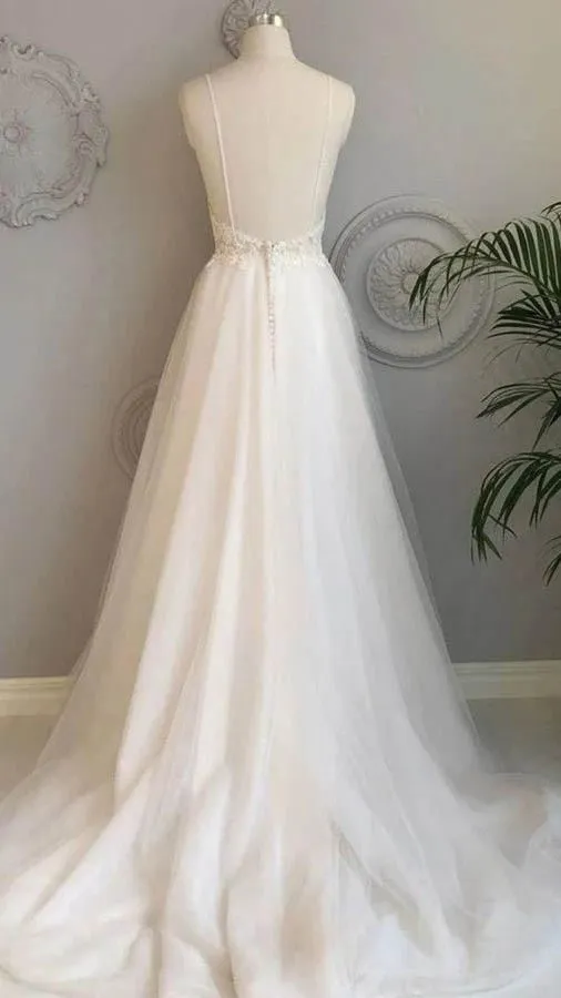 A line Illusion Summer Wedding Dress