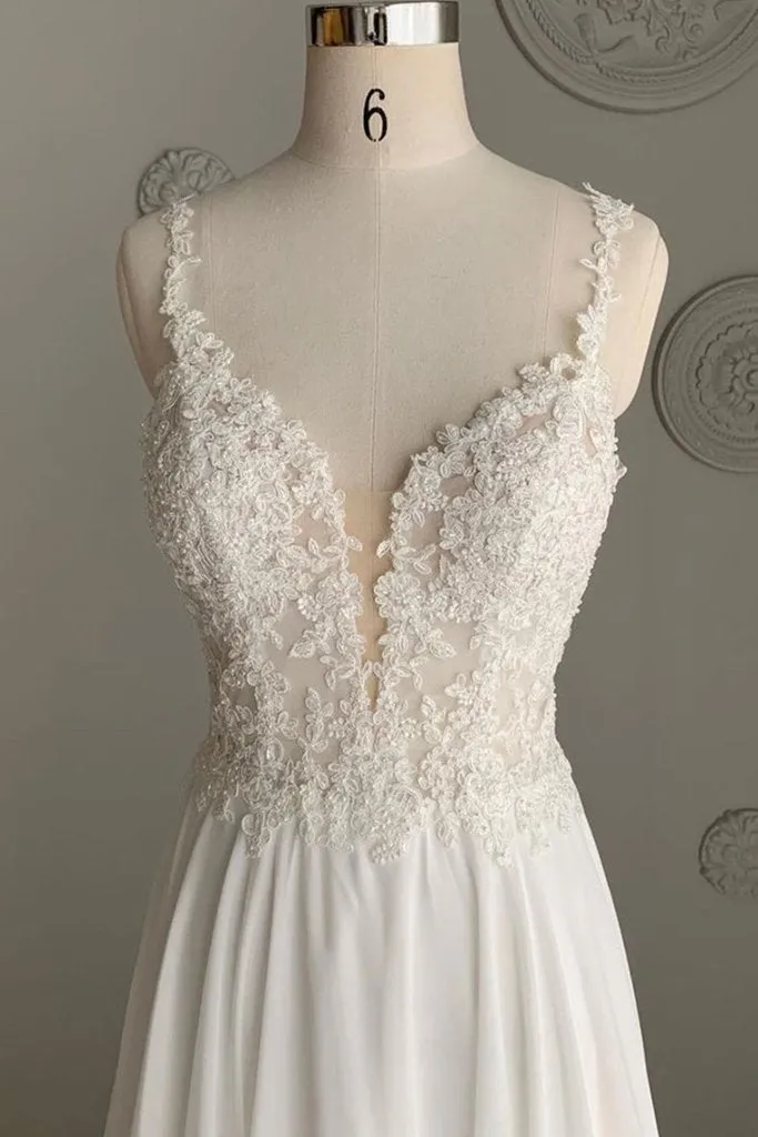 A line Illusion Summer Wedding Dress