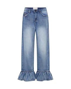 Big Loves Frilled Hem Jeans - Blue Summer