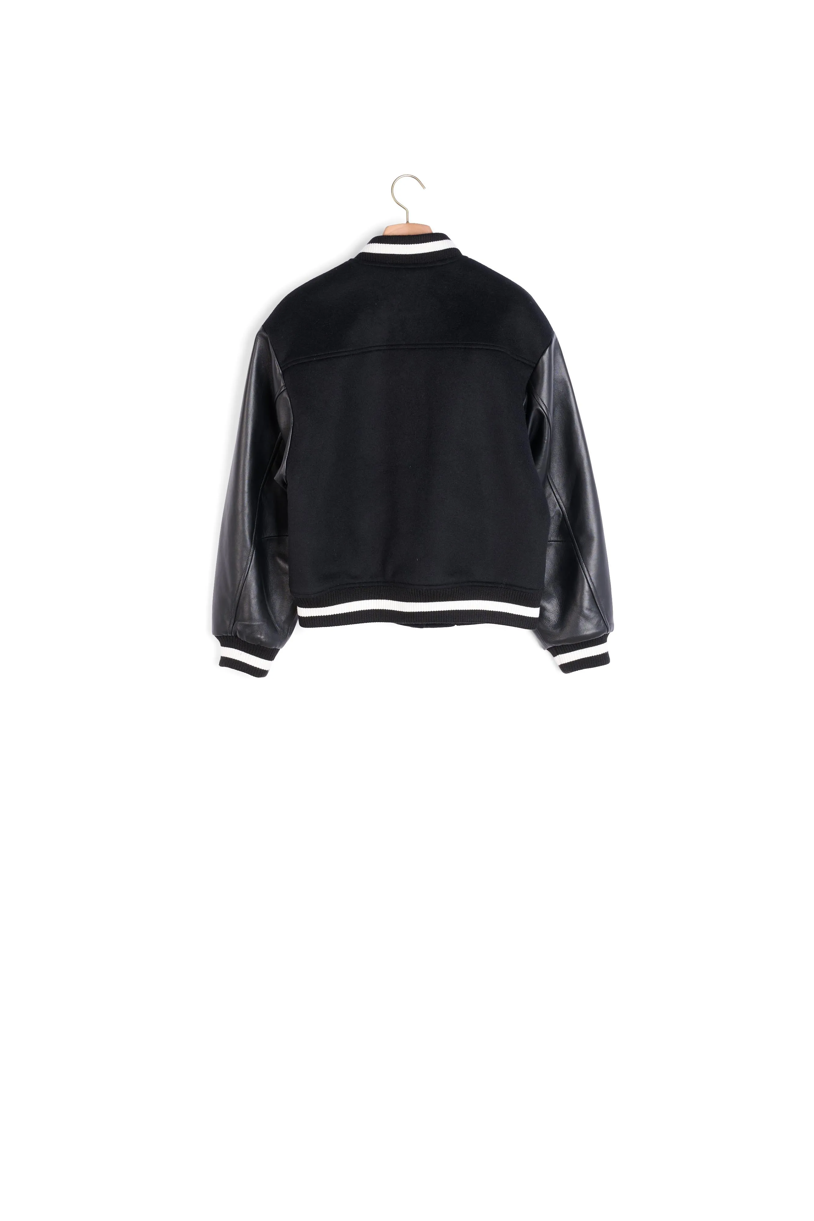Blouson teddy en laine et cuir