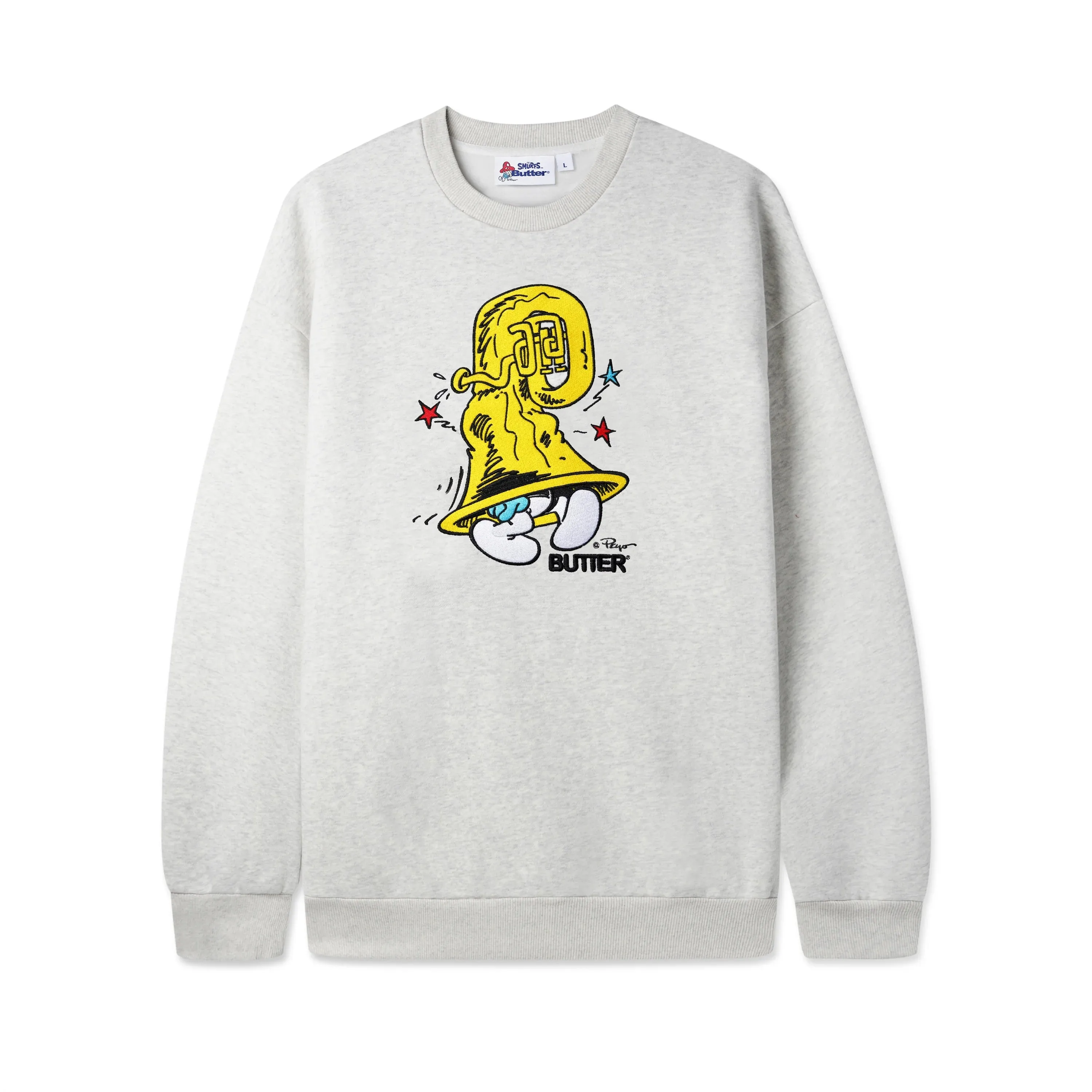 Butter Goods x The Smurfs Harmony Crewneck Sweatshirt - Ash Grey