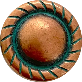 Copper/Green Patina Round Rope-Edge Concho 1" Screwback  #SWM-19 Darker Color