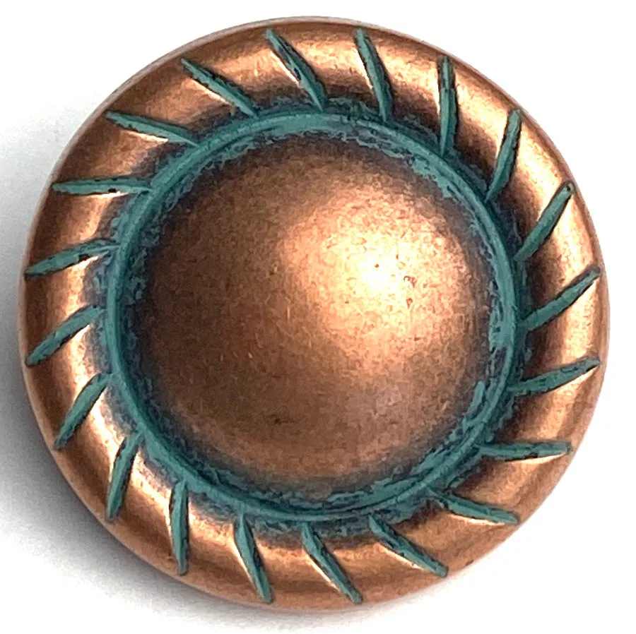 Copper/Green Patina Round Rope-Edge Concho 1" Screwback  #SWM-19 Darker Color