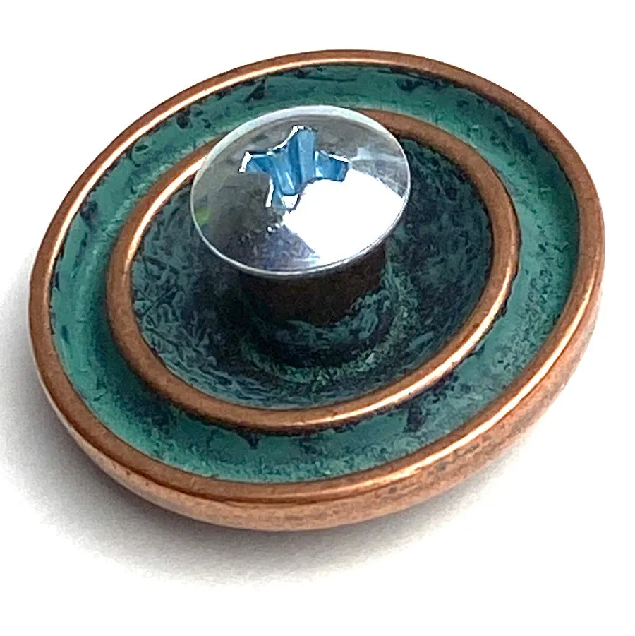 Copper/Green Patina Round Rope-Edge Concho 1" Screwback  #SWM-19 Darker Color