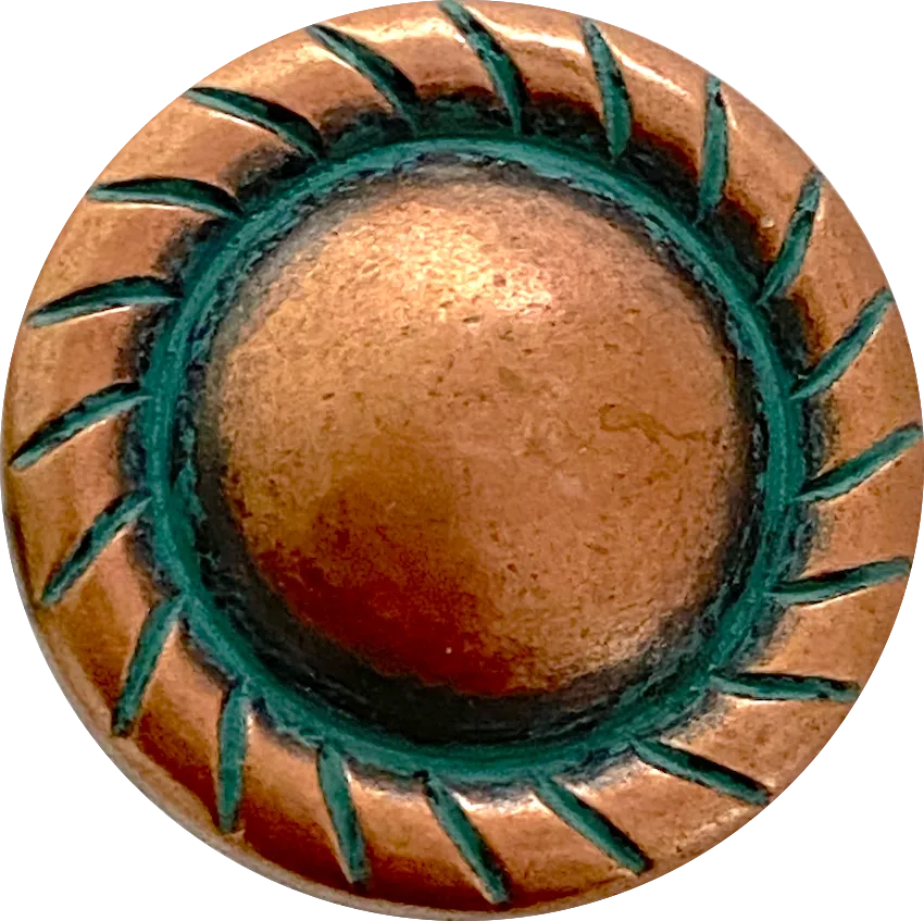 Copper/Green Patina Round Rope-Edge Concho 1" Screwback  #SWM-19 Darker Color