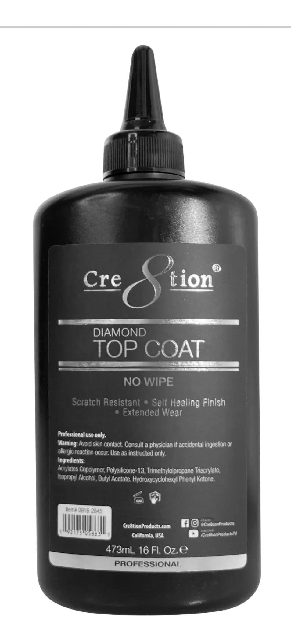 Cre8tion Diamond Soak Off Gel No Wipe Top Coat