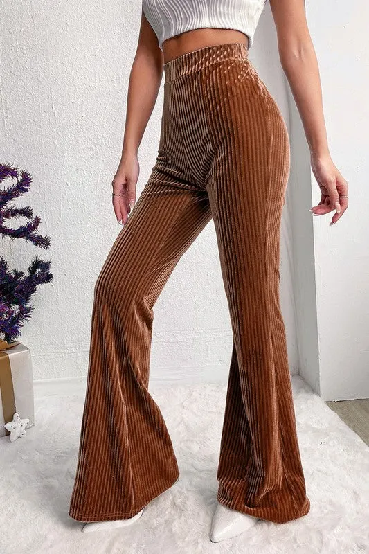 Dara High Waist Velvet Flare Pants
