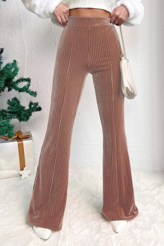 Dara High Waist Velvet Flare Pants
