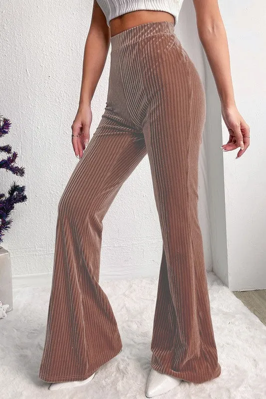 Dara High Waist Velvet Flare Pants