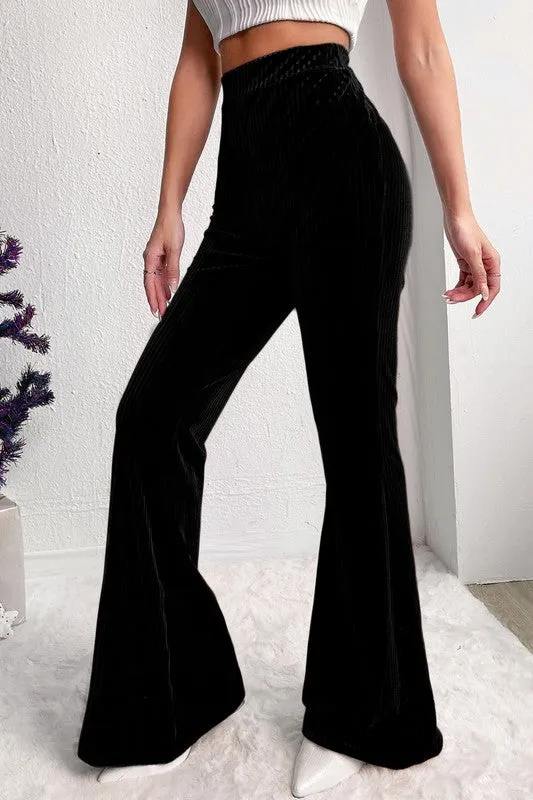 Dara High Waist Velvet Flare Pants