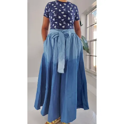 Denim Palazzo Style Wide Leg  Ombre Pants