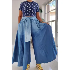 Denim Palazzo Style Wide Leg  Ombre Pants