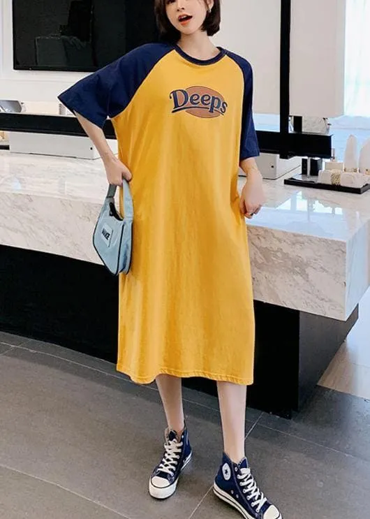 DIY o neck clothes For Women white Letter Robe Dress