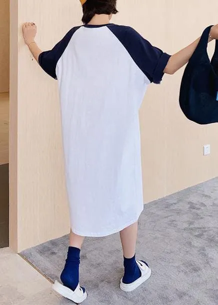 DIY o neck clothes For Women white Letter Robe Dress