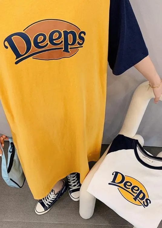 DIY o neck clothes For Women white Letter Robe Dress