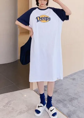 DIY o neck clothes For Women white Letter Robe Dress