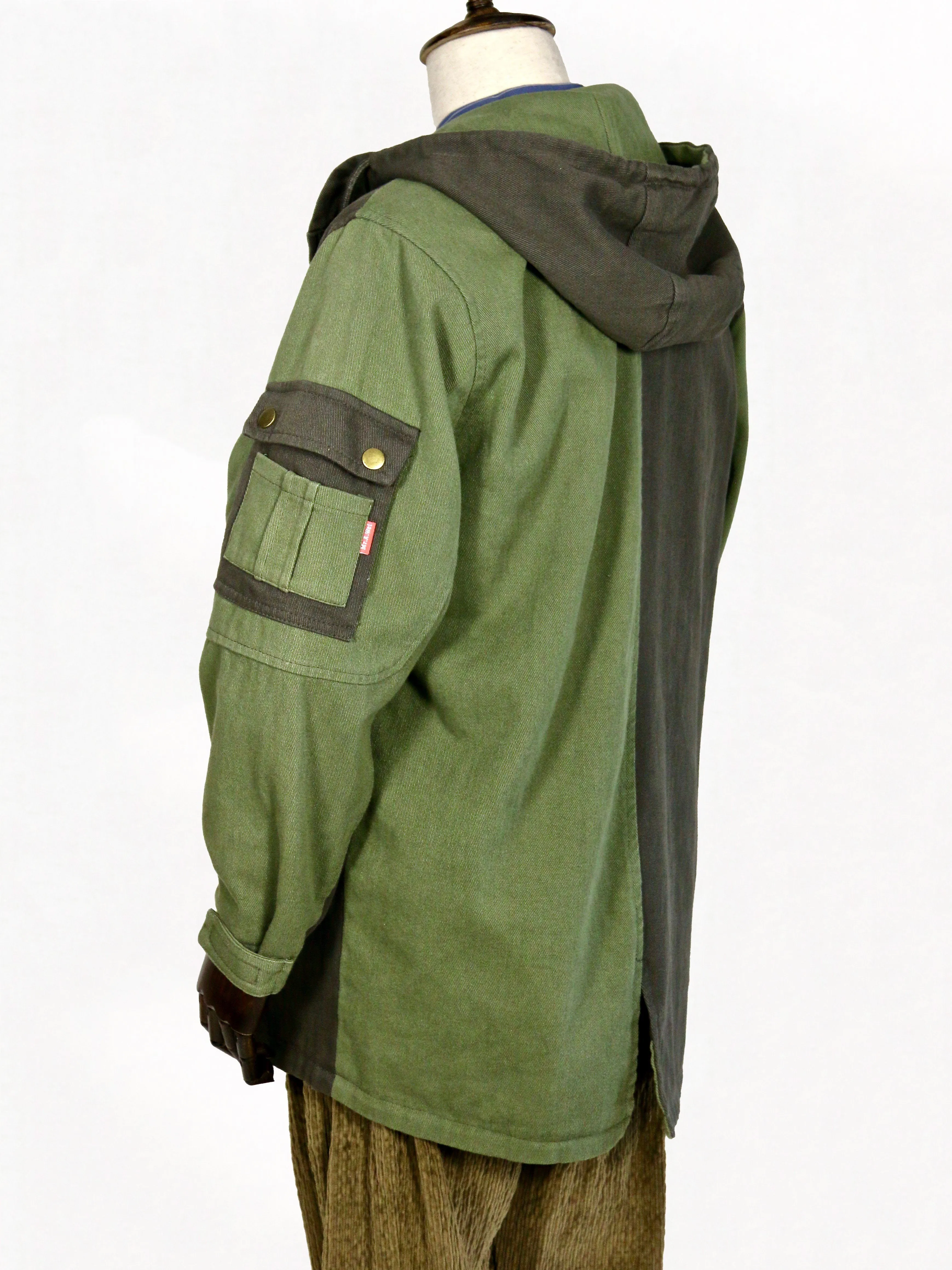 Double-Color Long Hoodie Outwear