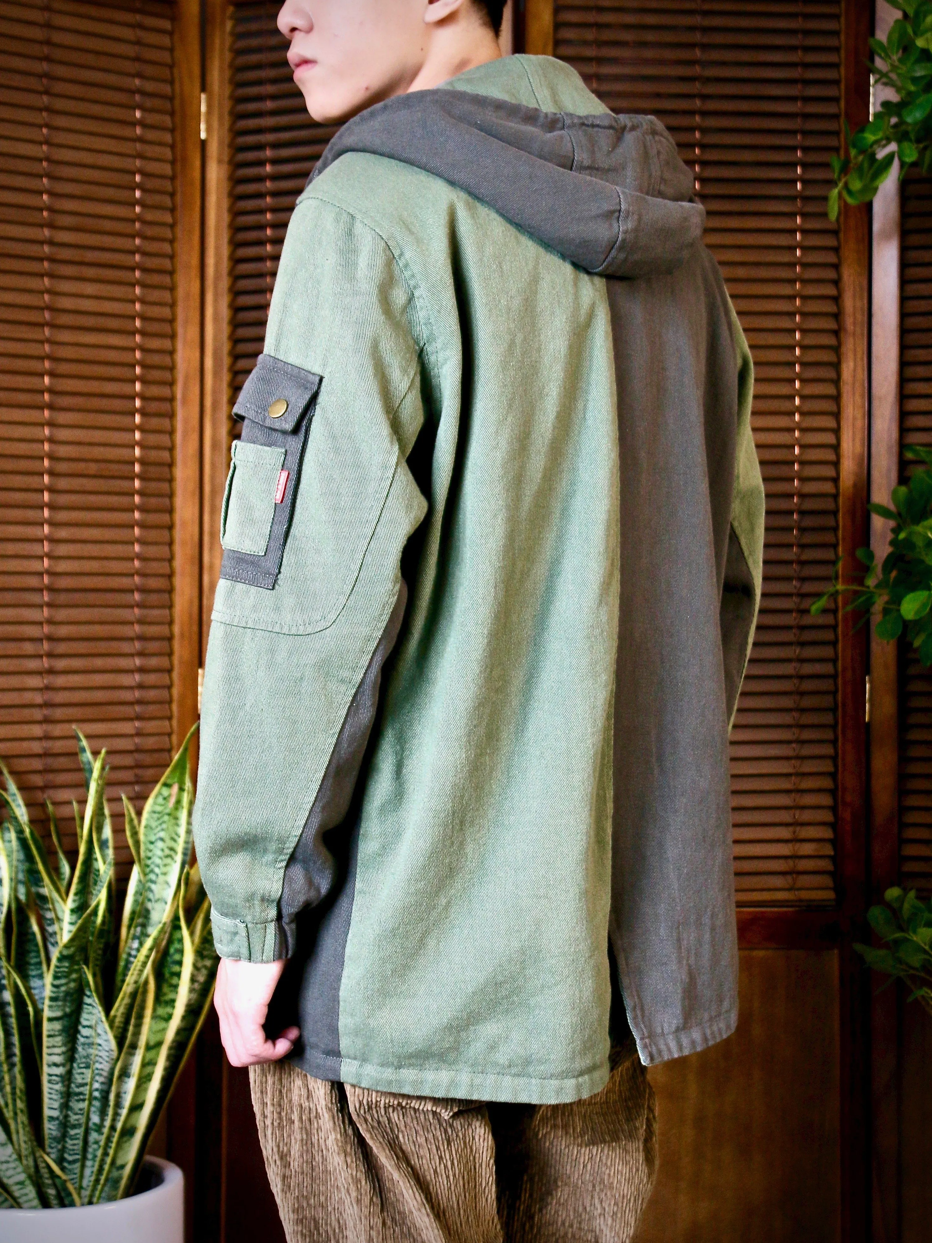 Double-Color Long Hoodie Outwear