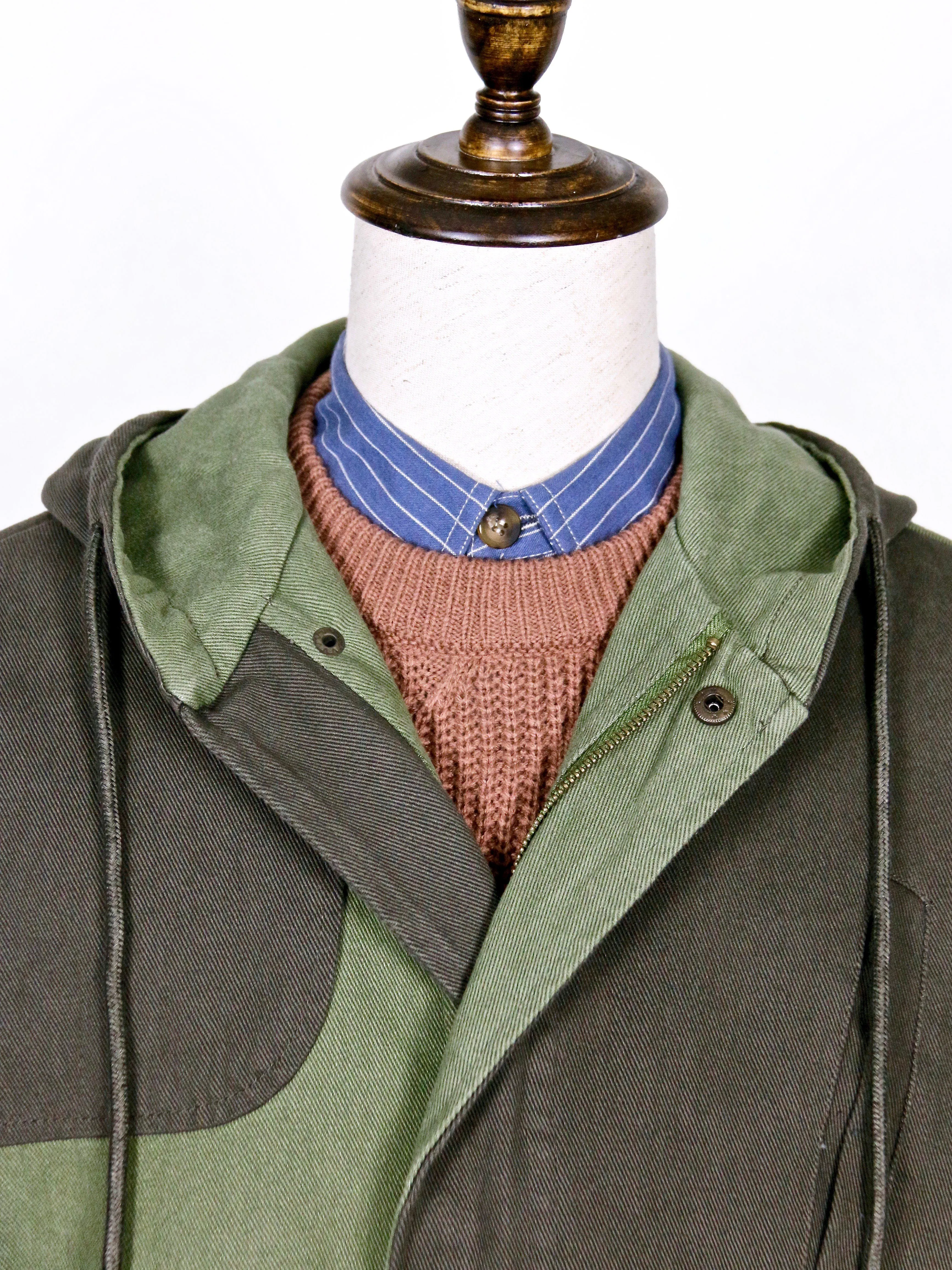 Double-Color Long Hoodie Outwear