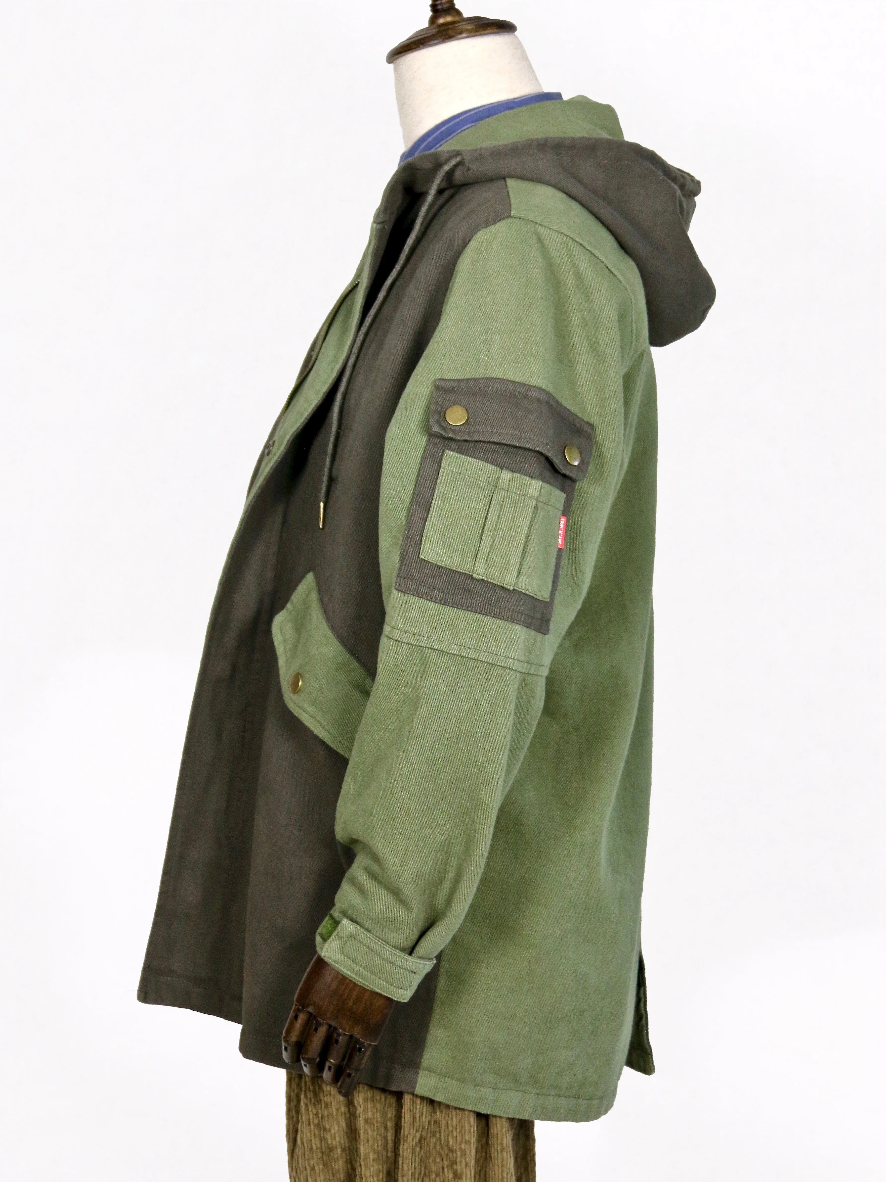 Double-Color Long Hoodie Outwear