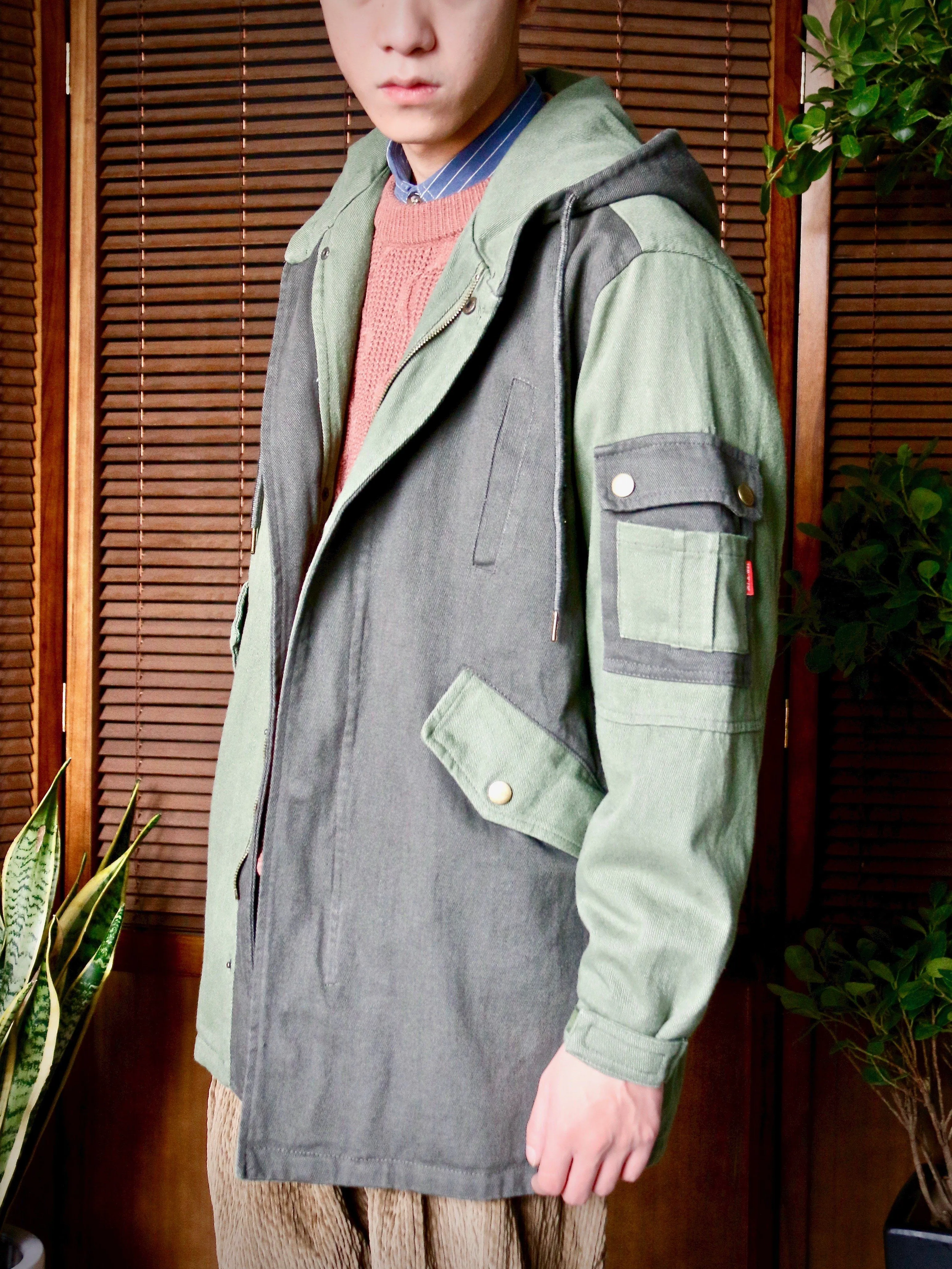 Double-Color Long Hoodie Outwear