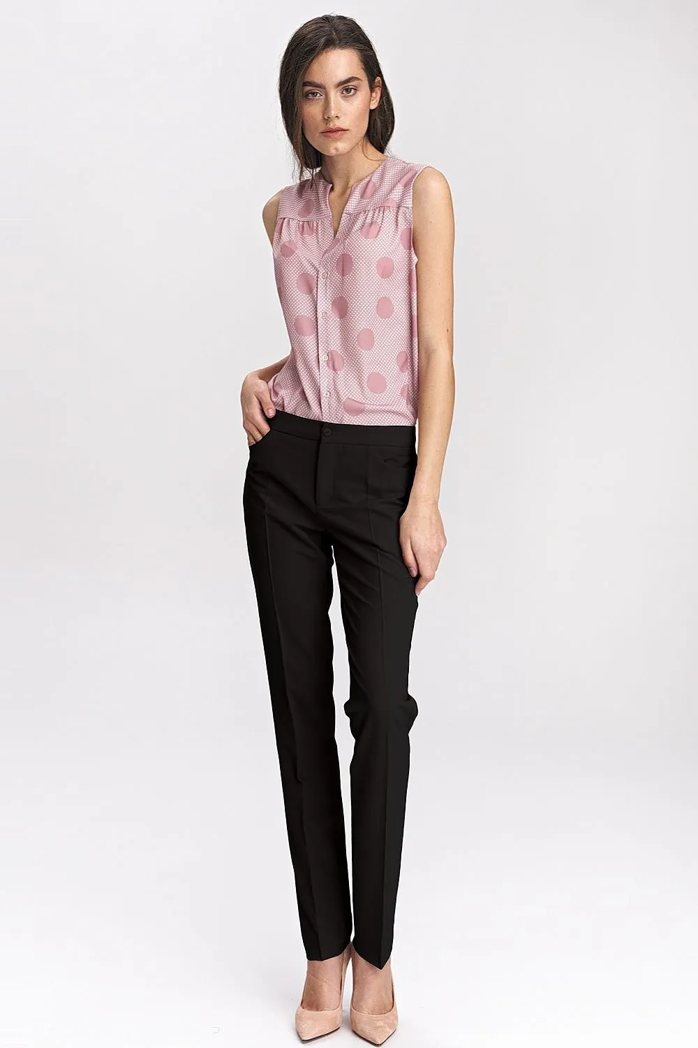 Elegant Light Beige Tailored Trousers for Women by Nife
