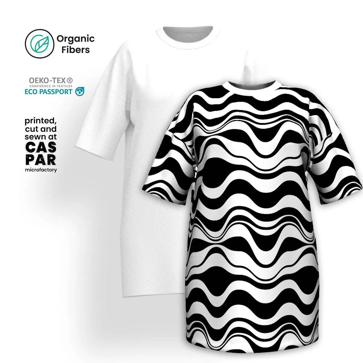 ENERGY WAVES black - T-shirt dress (organic cotton)