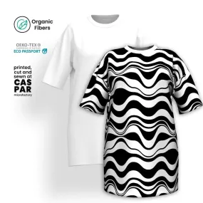 ENERGY WAVES black - T-shirt dress (organic cotton)