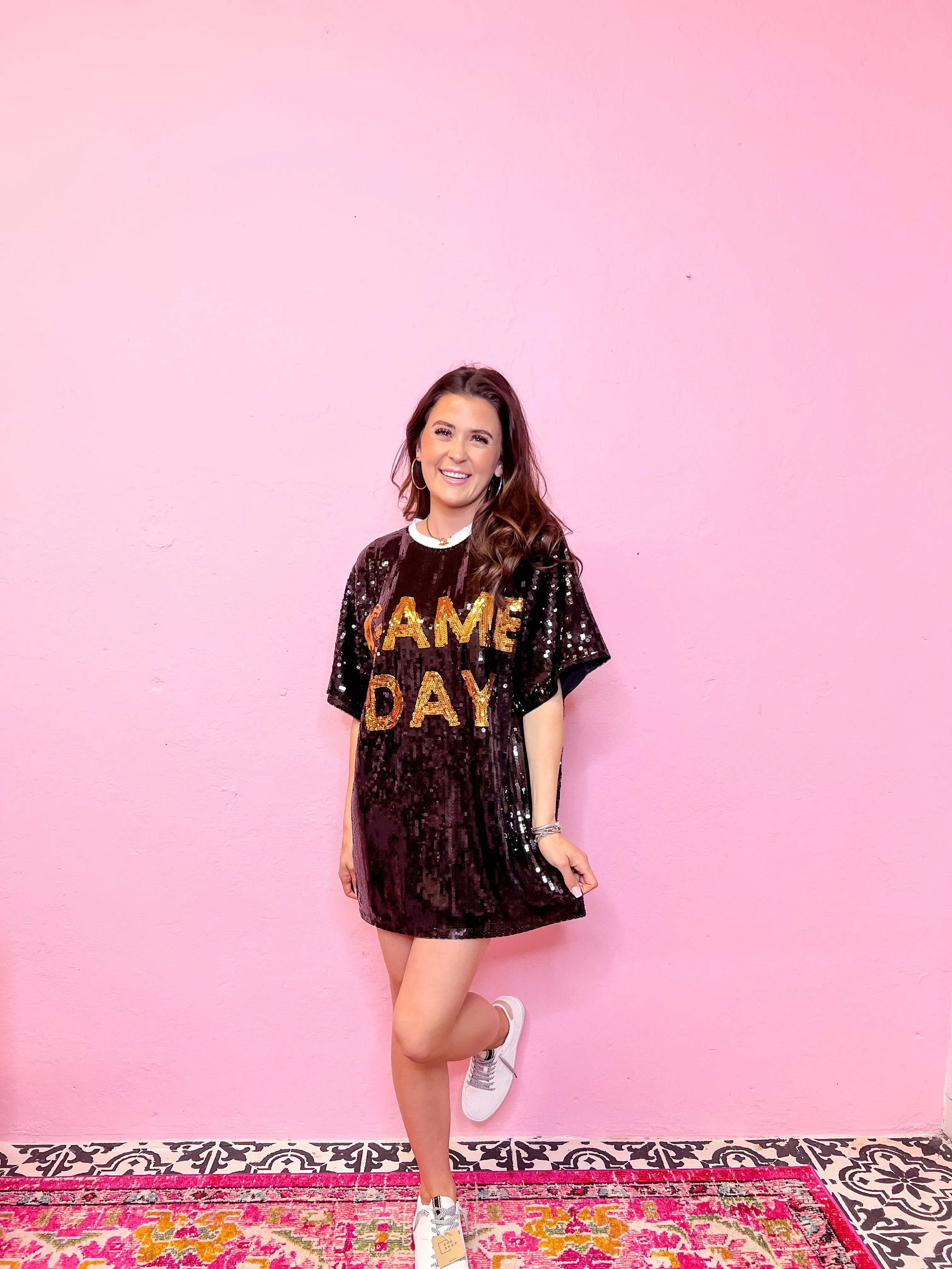 Game Day T-Shirt Dress-Black