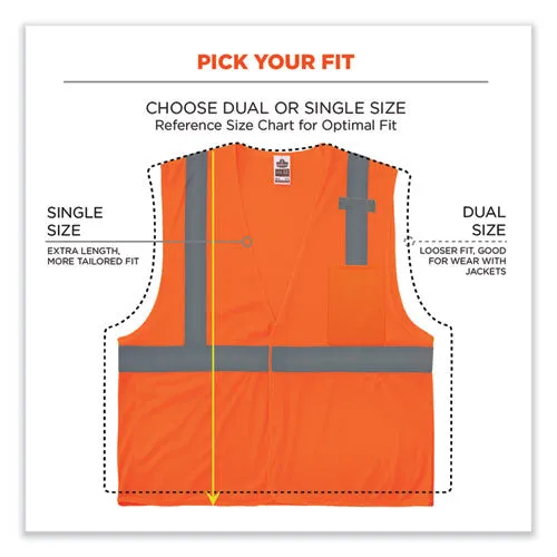 Glowear 8210hl-s Single Size Class 2 Economy Mesh Vest, Polyester, 4x-large, Orange