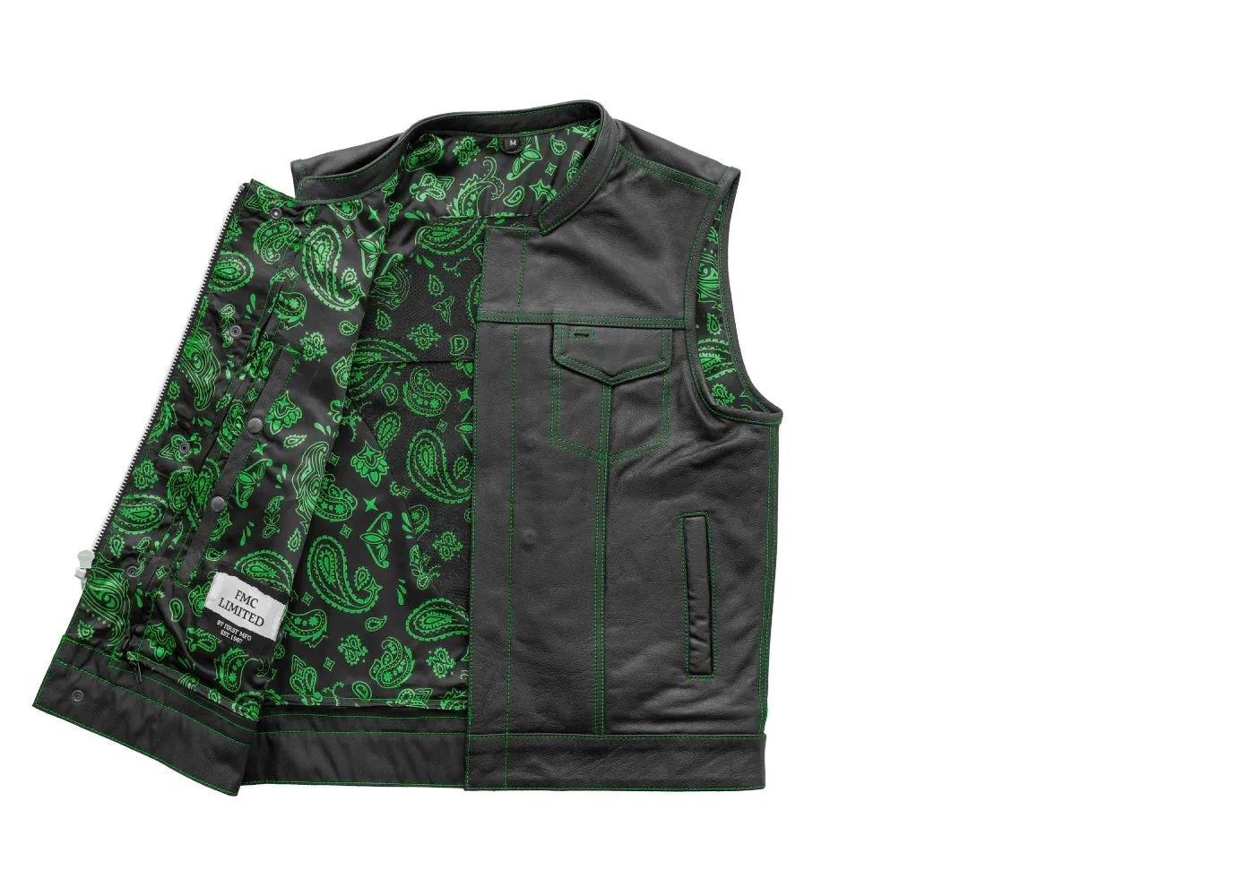 GREEN FIM694PM | The Cut Men's Motorcycle Leather Vest