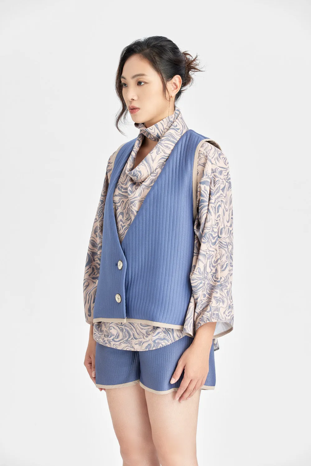 Grey blue suit version padded vest