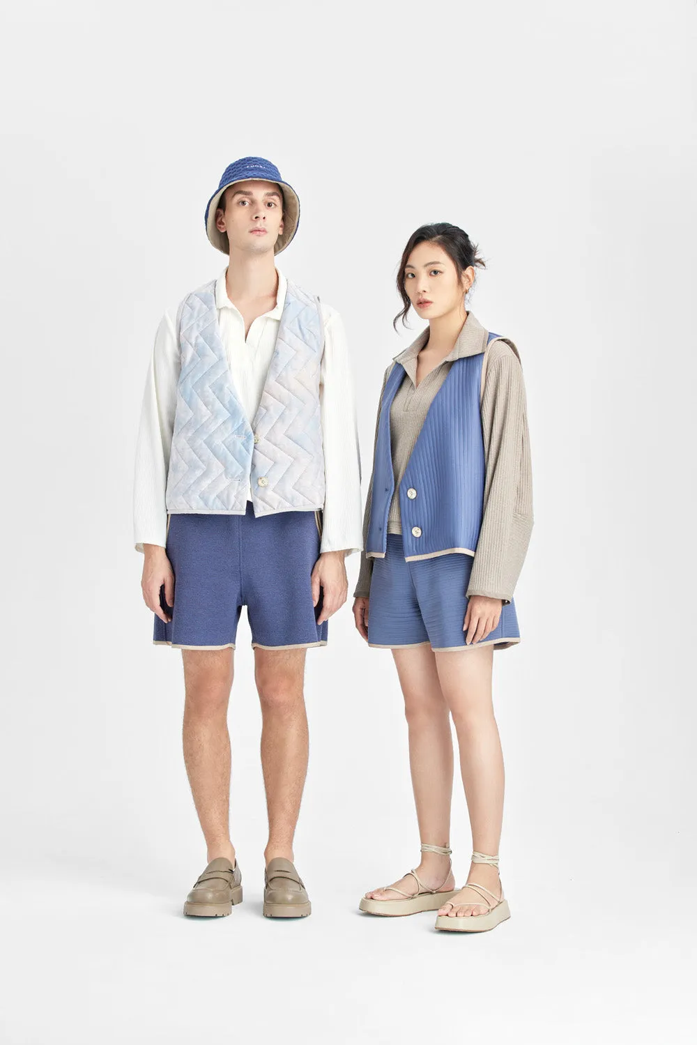 Grey blue suit version padded vest