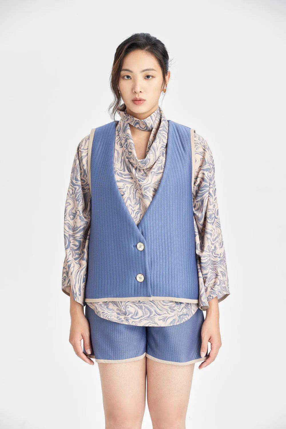 Grey blue suit version padded vest