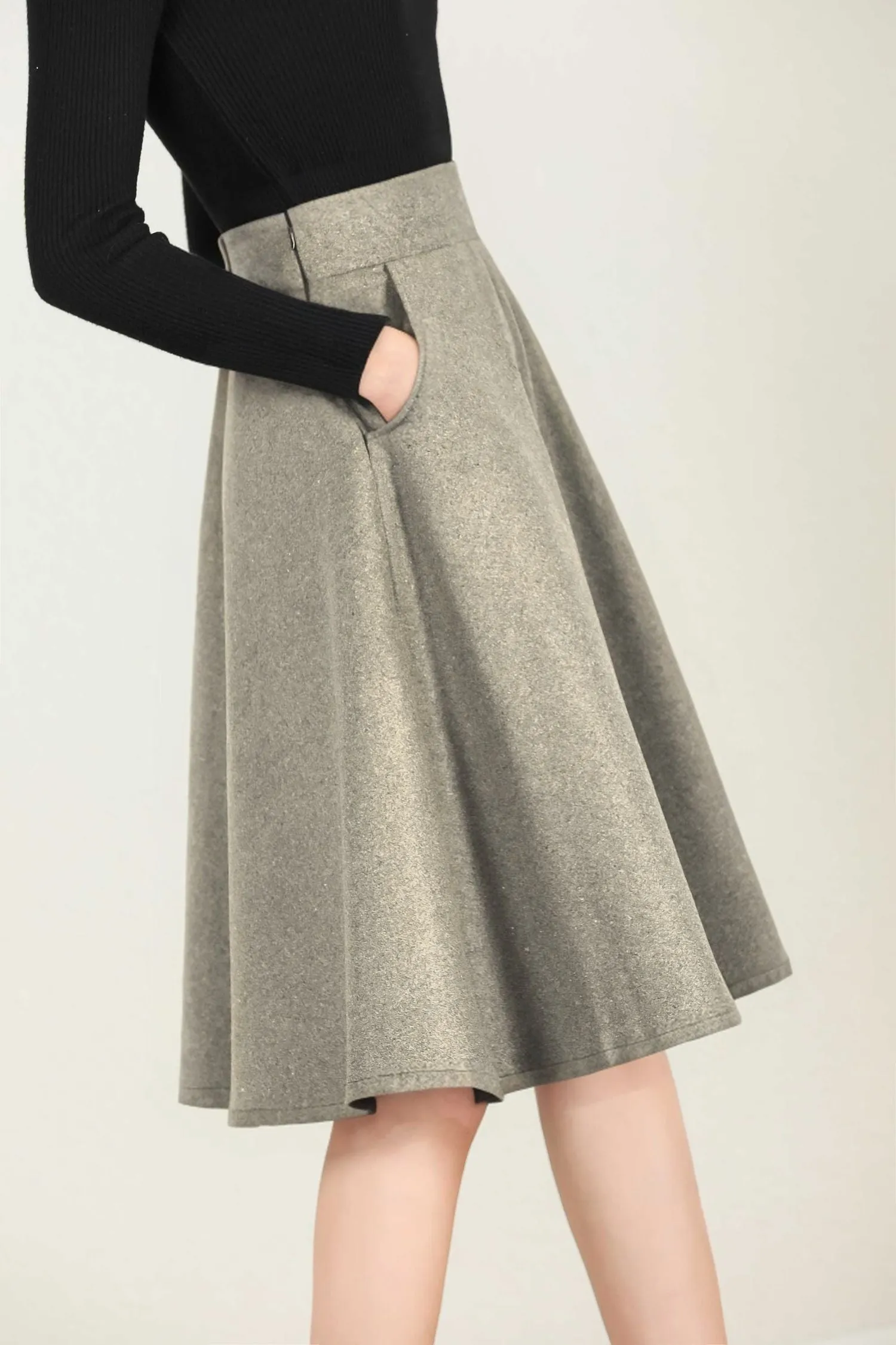Handmade short A Line  Winter Wool skirt 5233