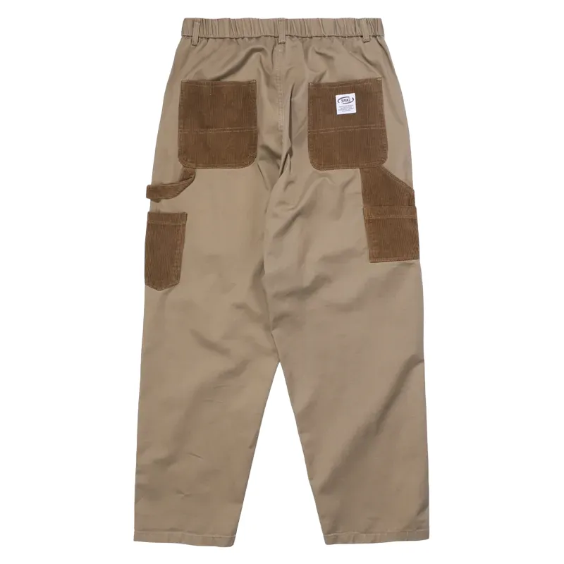 Heavy twill work pant with corduroy contrast details