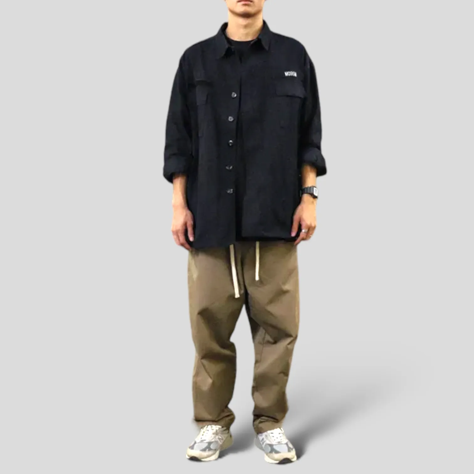 Heavy twill work pant with corduroy contrast details