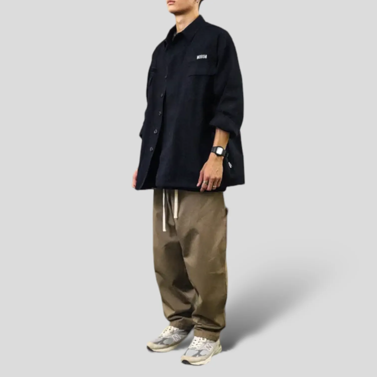 Heavy twill work pant with corduroy contrast details