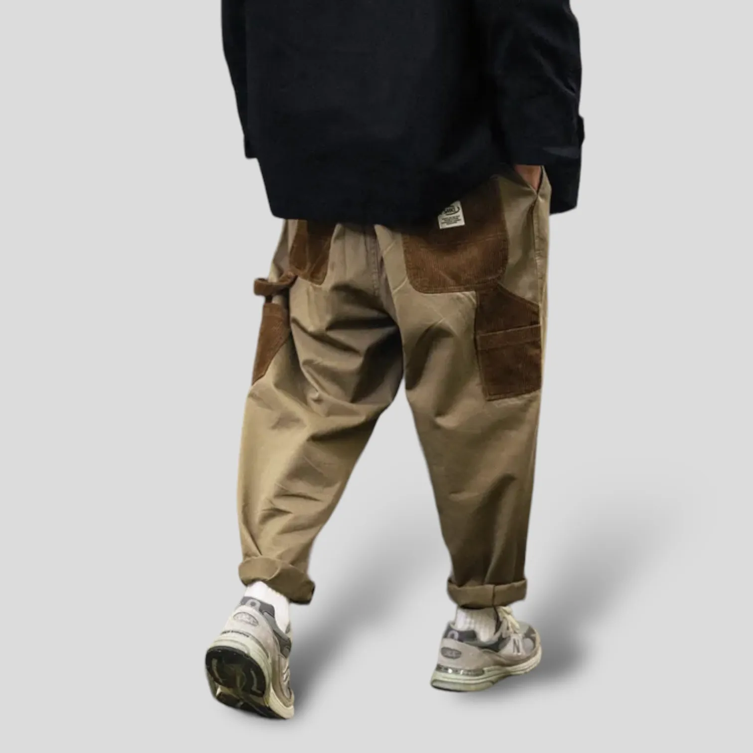 Heavy twill work pant with corduroy contrast details