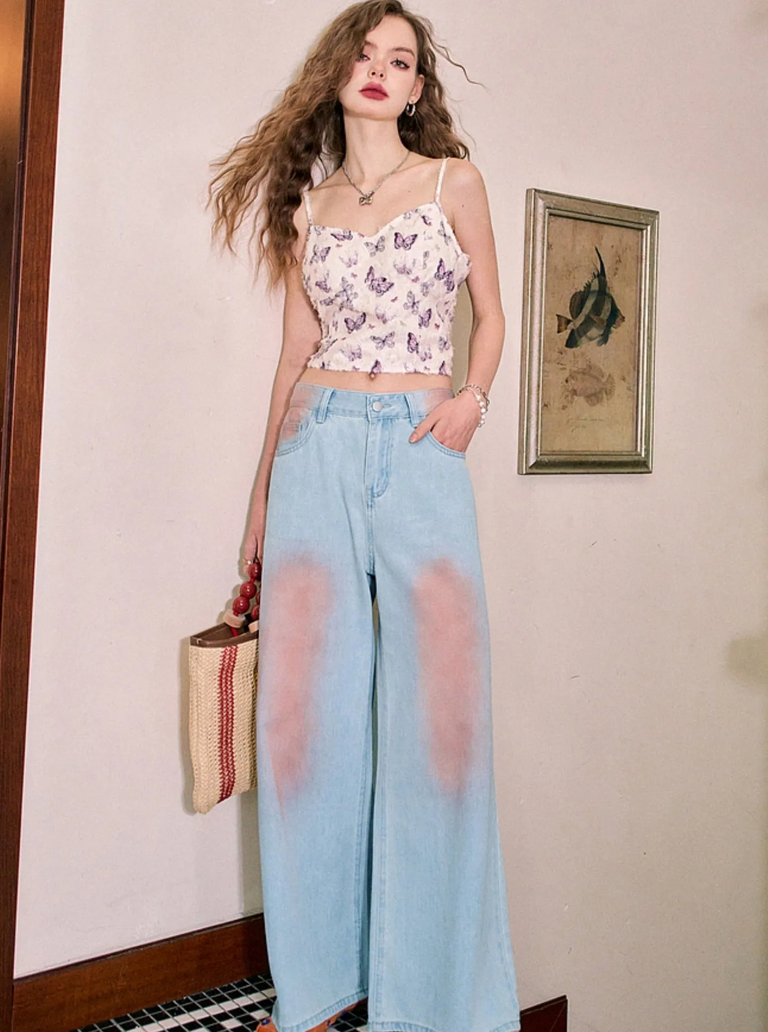 High Waist Blush Drape Pants
