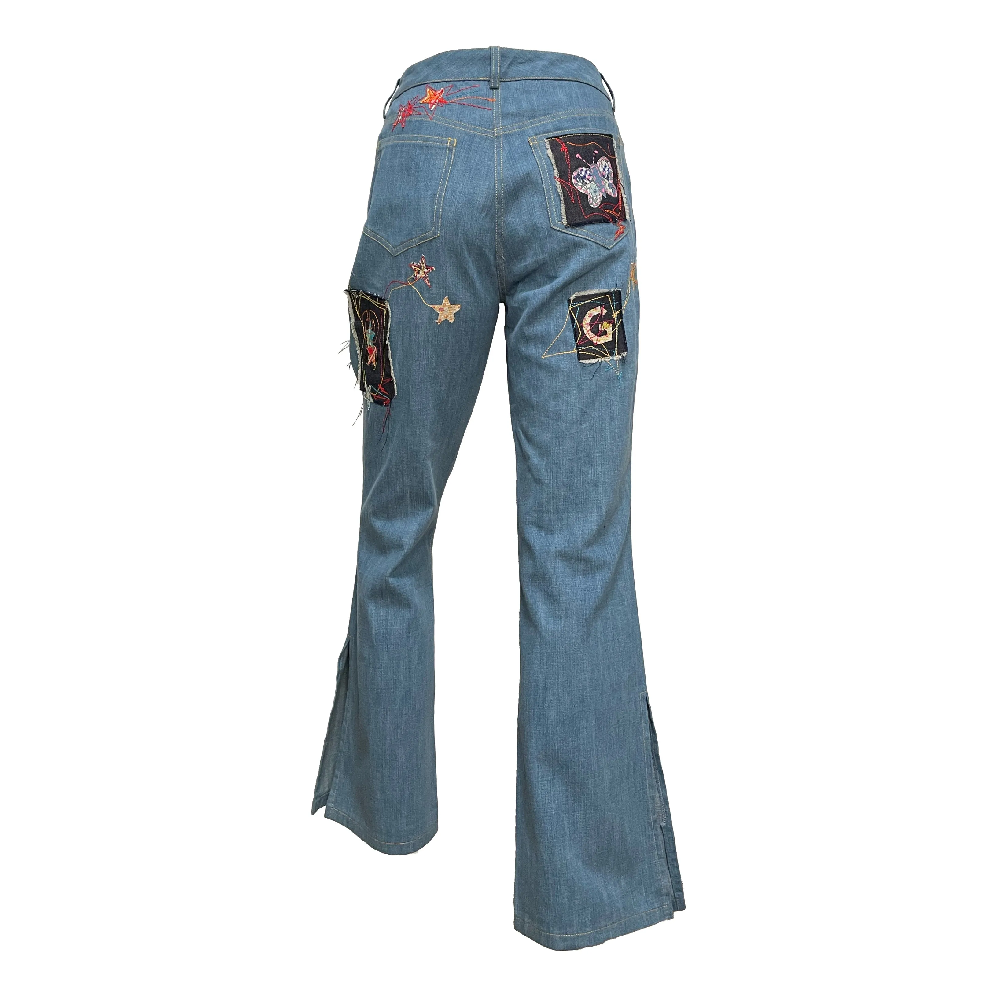 JOHN GALLIANO Spring Summer 2002 Flared Denim Patchwork Pants
