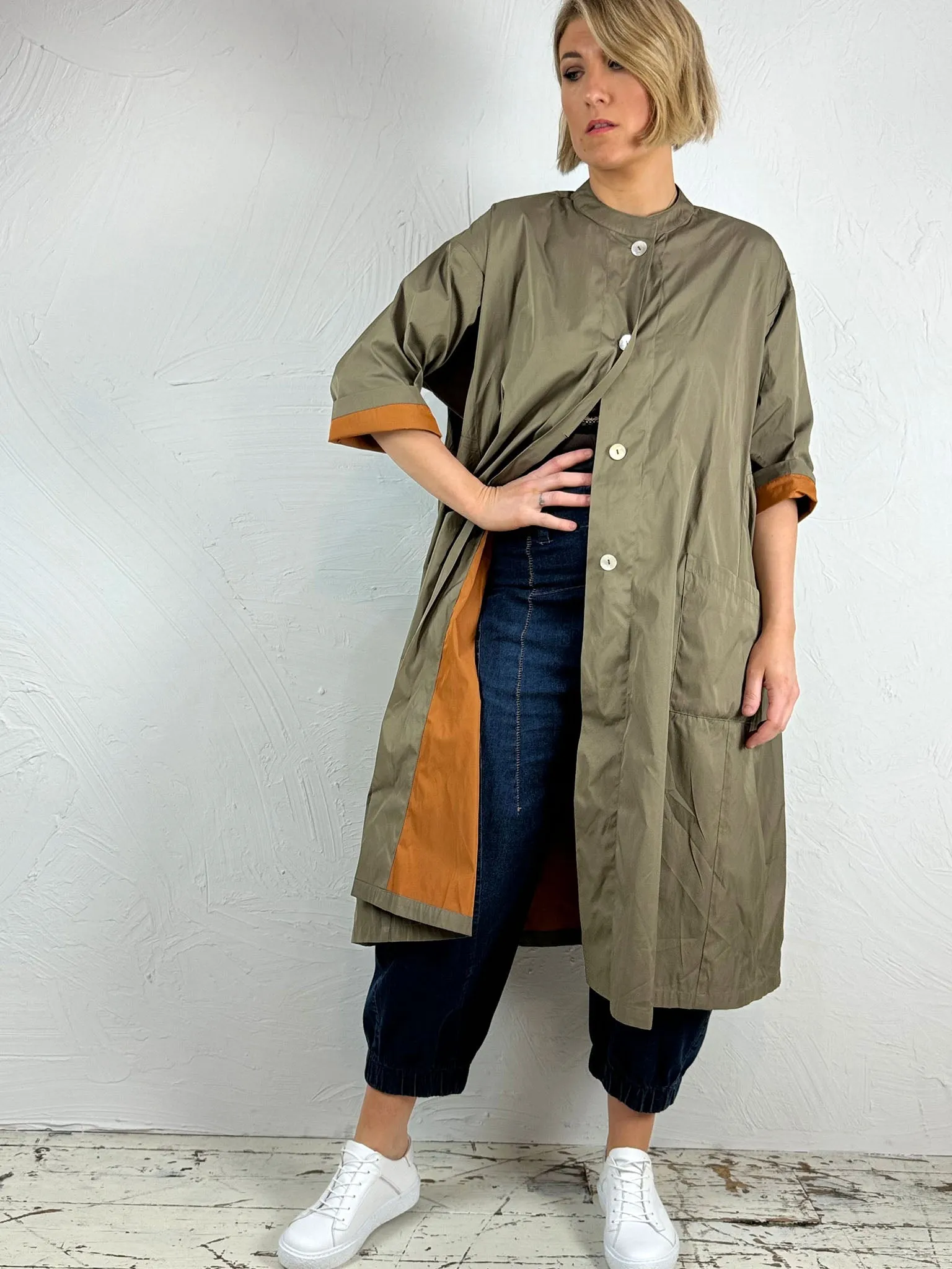 Khaki/Orange Oversized Coat