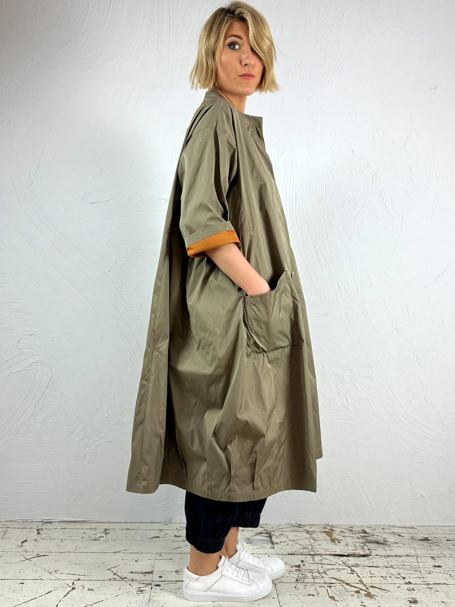 Khaki/Orange Oversized Coat