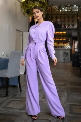 Lavender High Waist Fitted Palazzo Pants