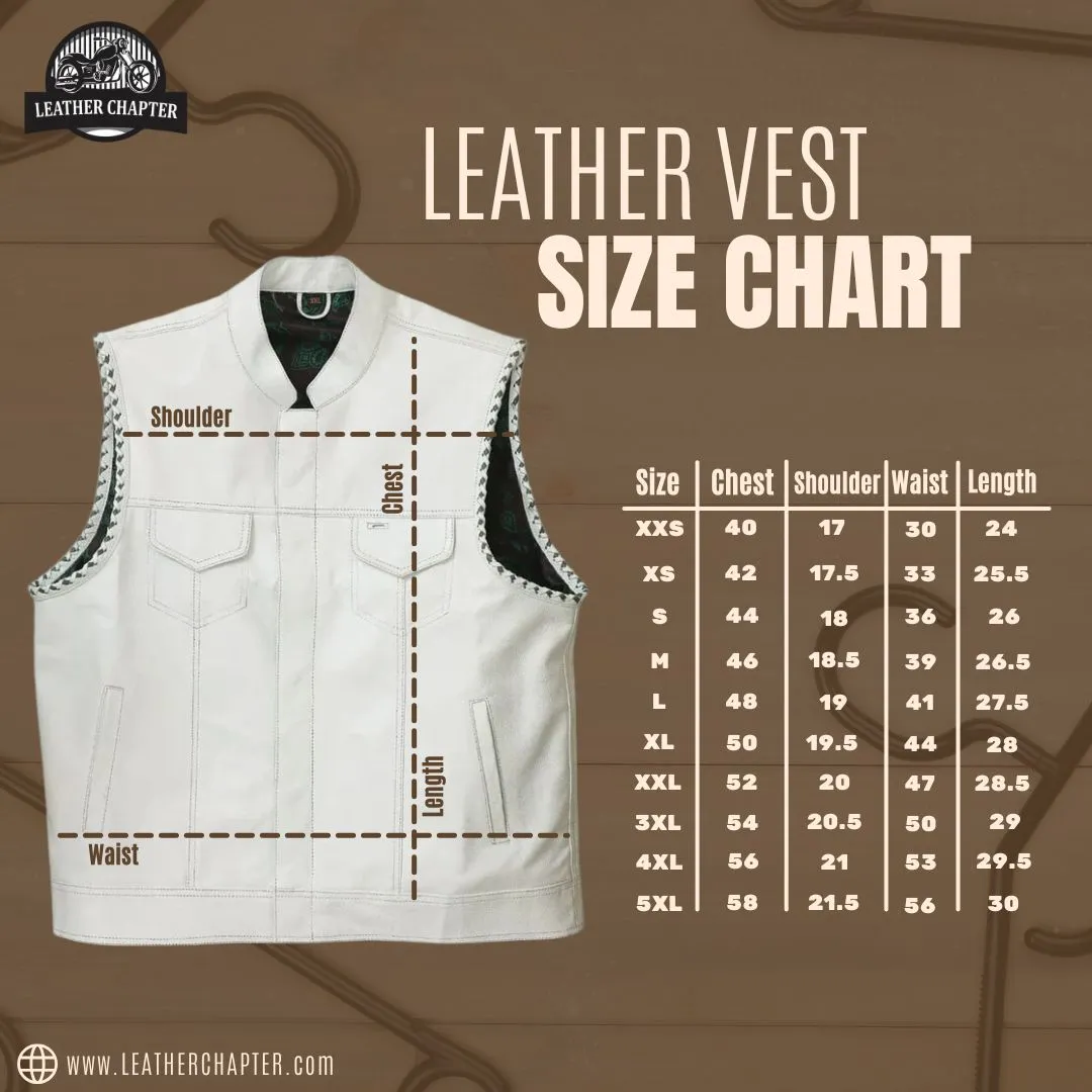 Leather Vest Blue & White Leather Vest Leather Men Vest Biker vest Motorcycle Vest Men Motorcycle Gifts For Men Braided Vest