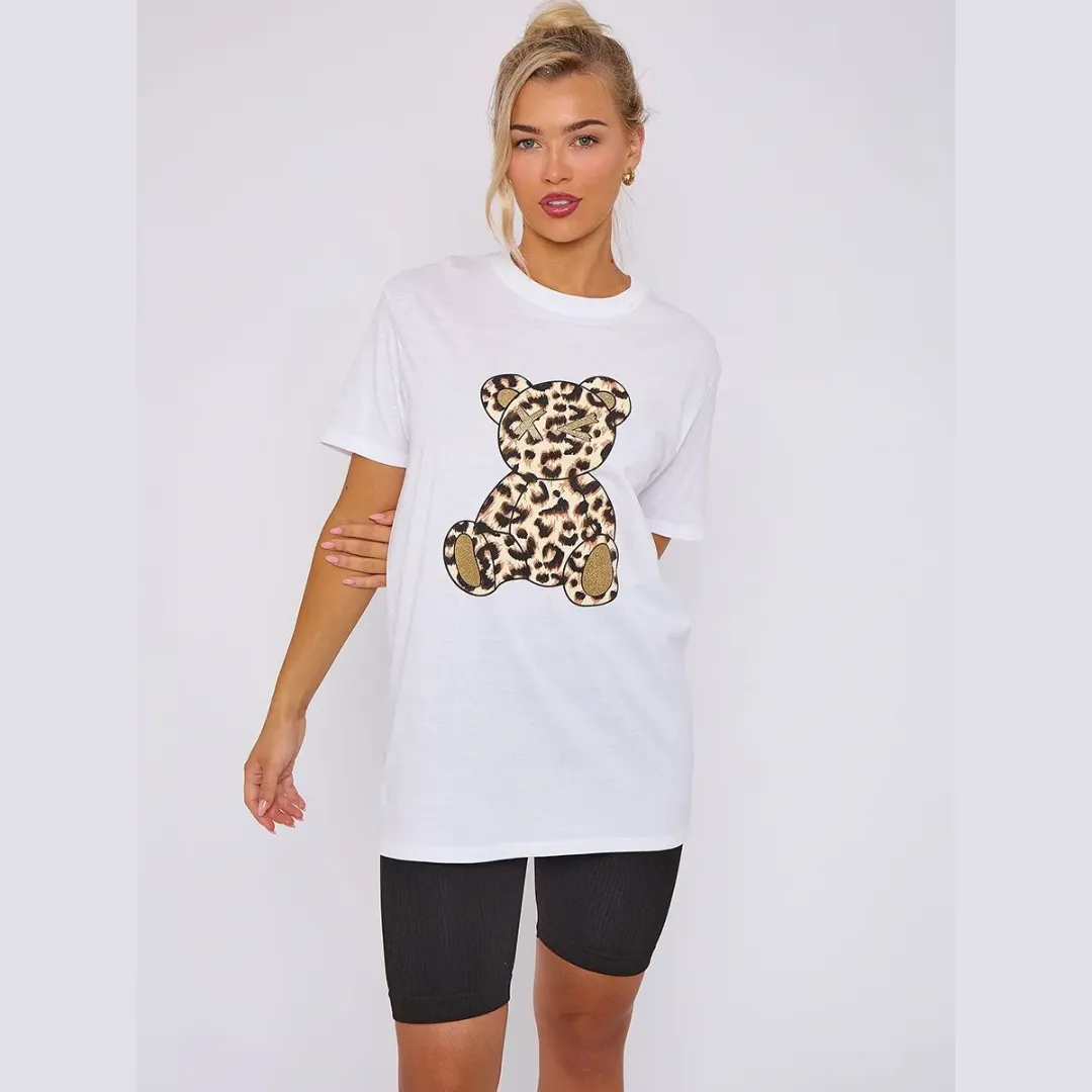 Leopard Print Teddy Graphic T-Shirt