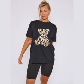 Leopard Print Teddy Graphic T-Shirt