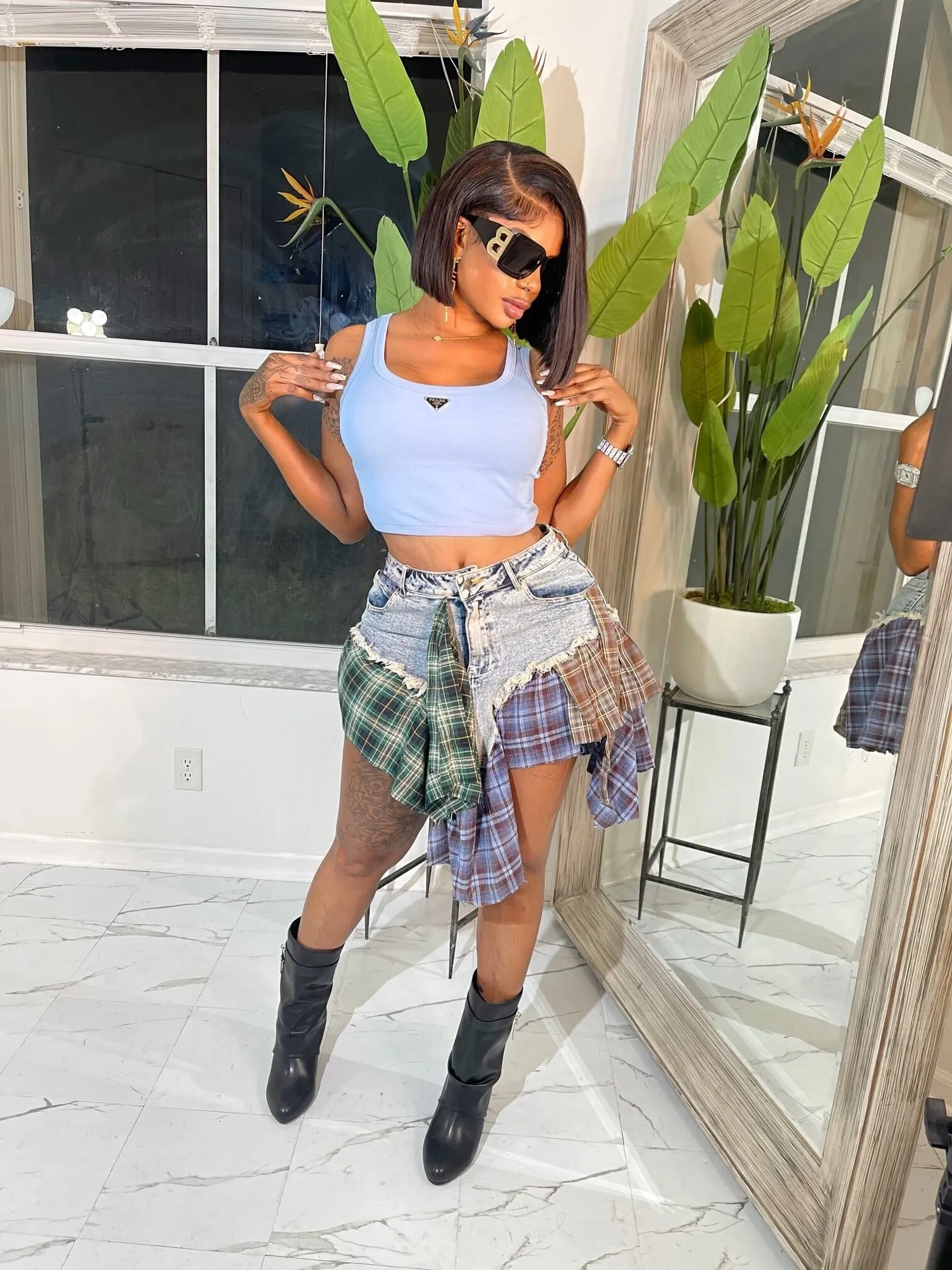 Manci Denim High Waist Skirt